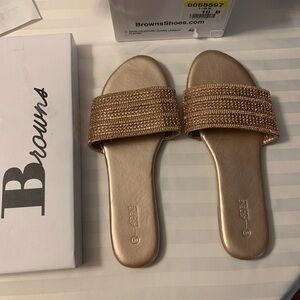 Gold Women's Slide Sandals